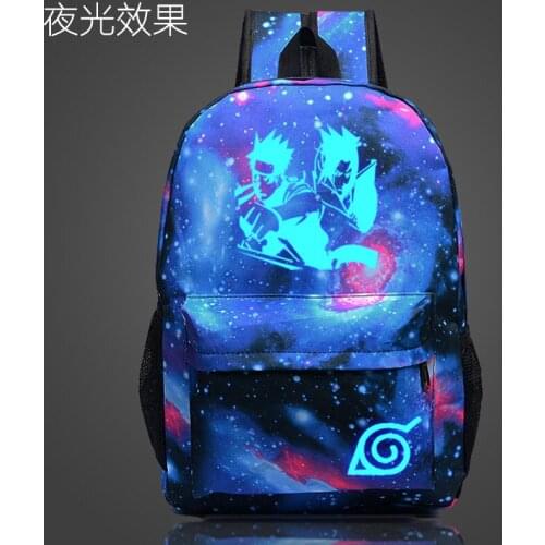 NARUTO School Bag Cartoon Anime Backpack Luminous Bag Couple Bag Elementary and Middle School Students Unisex Office Supplies