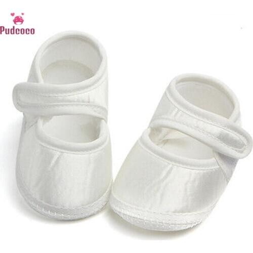 Pudcoco Infant Newborn Baby Girls Shoes Casual First Walkers Anti-slip Sneaker Soft Sole Crib Casual White Shoes For 0-6month