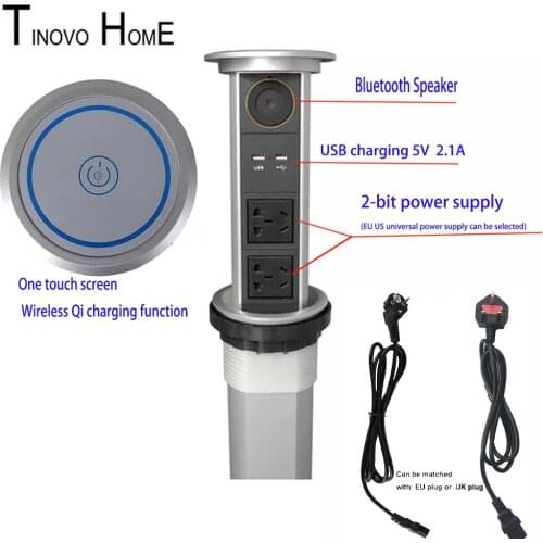 One Button Lift Smart Socket / Bluetooth Speaker / Wireless QI Charging Touch Screen Button / Office / Home / Office Socket