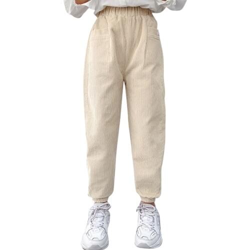 Girl Pants Letter Corduroy Trousers Girl Soft Cotton Child Pants Autumn Winter Kid Clothes 6 8 10 12 14