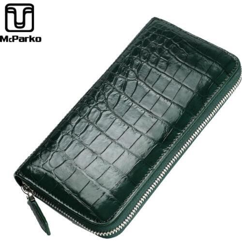 McParko Luxury Wallet Women Genuine leather Crocodile Clutch Wallet Female Elegant Alligator Skin Ladies Purse Long Green Red