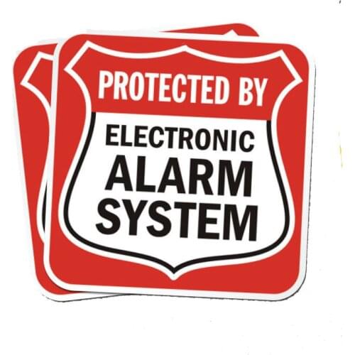 2 X Funny Electronic Alarm System Decal Warning Stickers Reflective Waterproof PVC Car Sticker Automobile Accessories,12cm*12cm