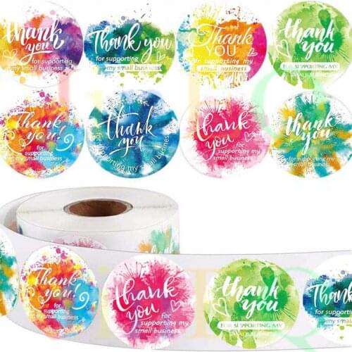 500pcs Watercolor Thank You Roll Stickers for Supporting My Small Business Labels For Boutiques,Gift Wraps,Envelopes,Mailer Bags