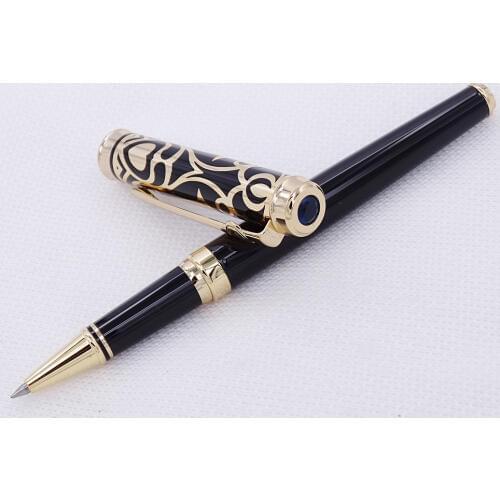 Duke Noble Sapphire Matel Roller Ball Pen with Smooth Refill , Black & Golden Cap Business Office Home and School Supplies