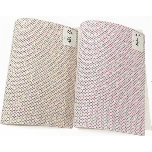 Holographic Shiny Effect Grid Mesh Design PU Glitter Faux Leather Fabric Sheet for Making Shoe/Bag/DIY Accessories