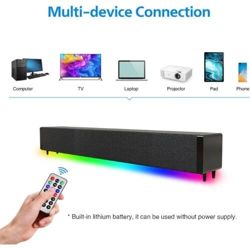 Bluetooth-compatible/Wired Sound Bar USB Port Built-in Battery Speakers Music Soundtrack Booming Bass Sound Speaker
