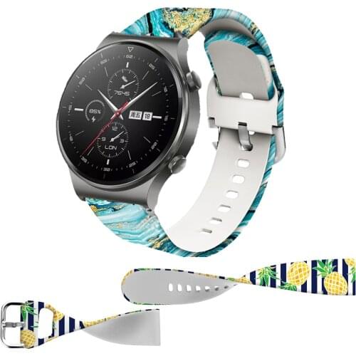 22mm smart watch bracelet for huawei watch GT/Gt 2 pro 46/GT2e Silicone Printing Watchband for Xiaomi Huami Amazfit GTR 47/GTR 2