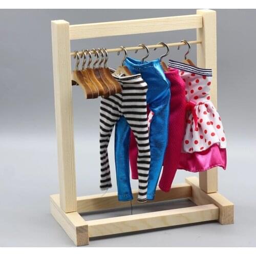 BJD Doll Furniture Accessories for 1/3 1/4 1/6 1/8 1/12 BJD Doll Wooden Shelf Clothes Hanger Dolls&Accessories