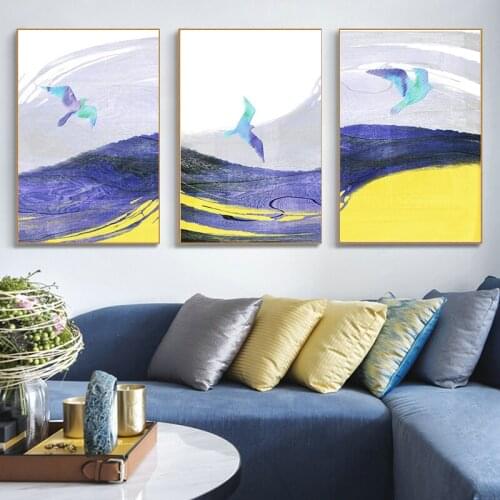Canvas Wall Art Print Painting Abstract Landscape Seagull Picture for Living Room Home Decor Scenery Poster Unframed