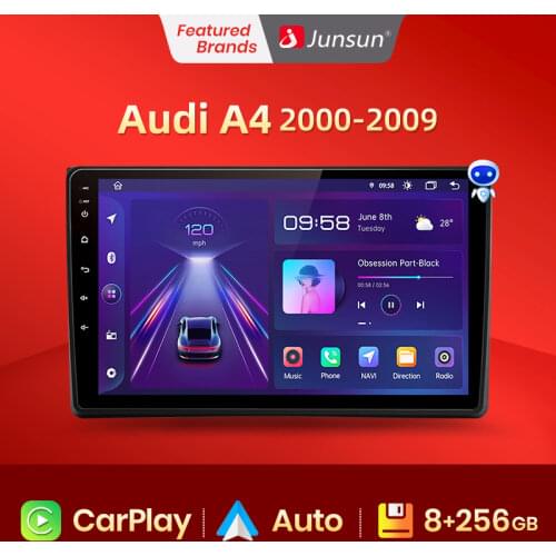 Junsun V1 Android 10.0 DSP CarPlay Car Radio Multimedia Video Player Auto Stereo GPS For Audi A4 B6 2000-2009 S4 RS4 2 din dvd