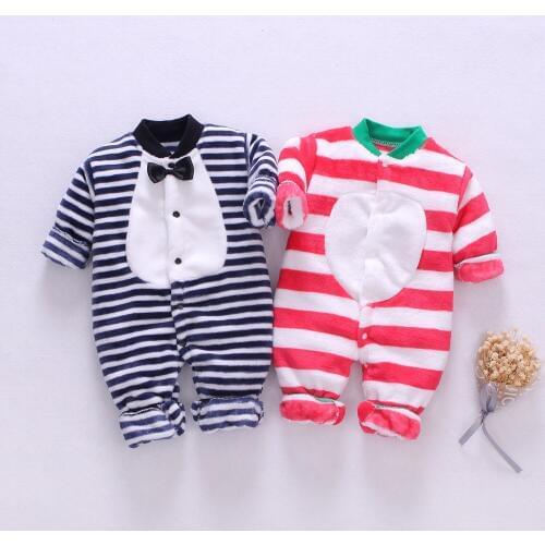 Baby Rompers Fleece Stripe Onesies Newborn Baby Jumpsuit Giraffe Babygrows Girls Boys Long Sleeve Boy Winter Clothes 2 Years