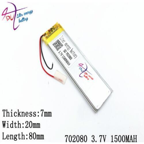 Liter energy battery 702080 1500MAH 3.7V lithium polymer battery charging device lighter point reading pen recorder