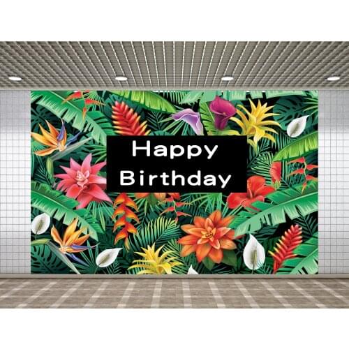 Lyavshi Birthday party comes from the background of tropical flowers and leaves Photo Vinyl Studio Props Photography Backdrops