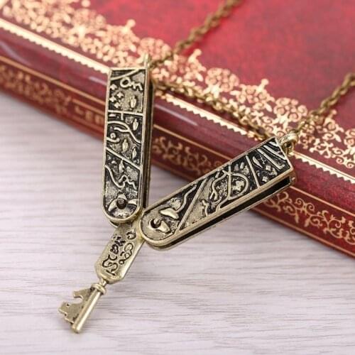 New Style Retro Key Shape Metal Pendant Necklace Mens Necklace Can Be Opened Sliding Pendant Vintage Accessorie Party Jewelry