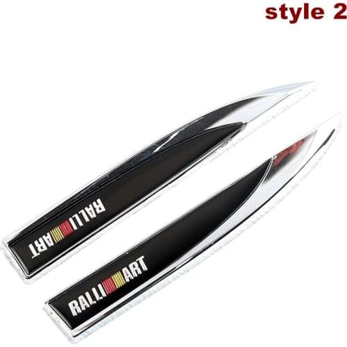2pcs 3D Metal Ralliart Logo Car Fender Side Wing Emblem Badge Sticker For MITSUBISHI LANCER PAJERO OUTLANDER ASX Car Styling