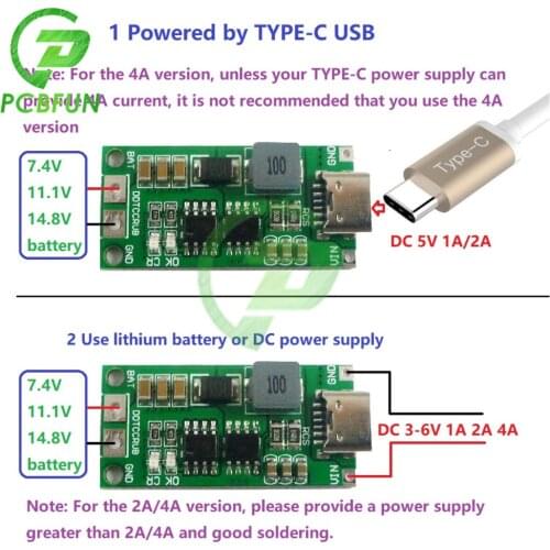 Multi-Cell 2S 3S 4S Type-C To 8.4V 12.6V 16.8V Step-Up Boost LiPo Polymer Li-Ion Charger 7.4V 11.1V 14.8V 18650 Lithium Battery