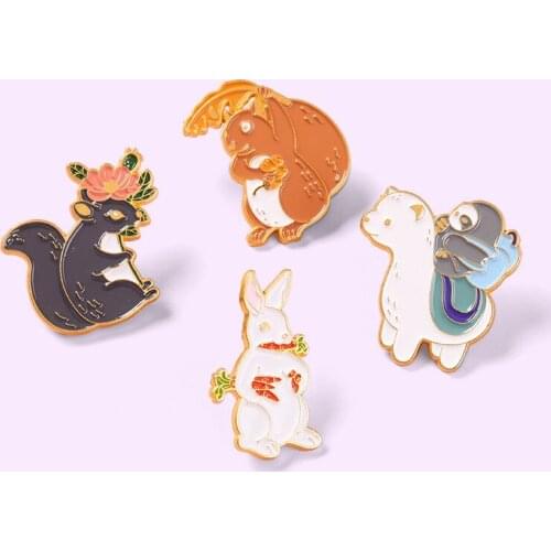 Fashion Cartoon Cute Rabbit Fox Badge Womens Popular Small Corsage Campus Accessories
