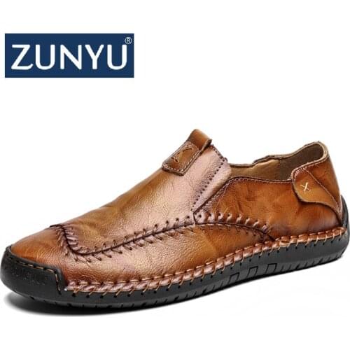ZUNYU Handmade Leather Men Shoes Casual Sneakers Slip On Loafers Men Driving Soft Leather Shoes Men Hot Sale Zapatillas Hombre