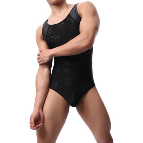 Men Undershirt Leotard Sleeveless Vest Men Bodysuits Wrestling Singlet Jumpsuits One-Piece Sports Fitness Bodybuilding Underwear