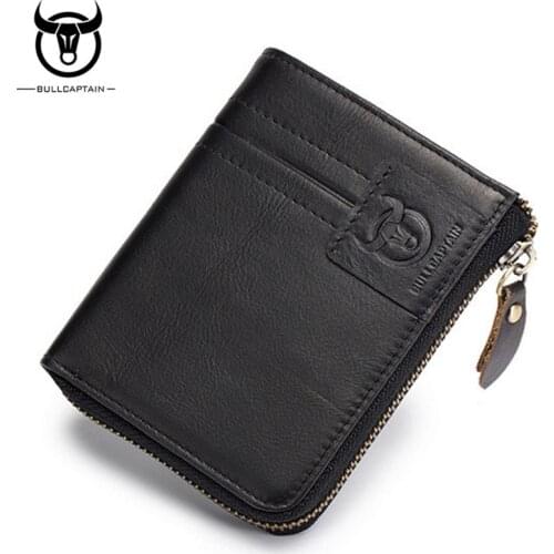 BULL CAPTAIN Cow Leather Men Wallet Fashion Coin Pocket Brand Multifunction Men Purse High Quality Male Card ID Holder