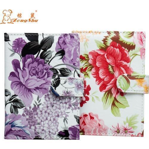 Rose Red Buckled Card Peony Flower Pu Leather Soft Passport Cover Credit Card Holder Pu Leather Passport Holder With Traveling