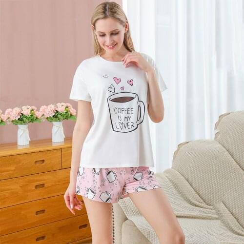2021Summer New Womens Pajamas Short-sleeved T-shirt Fashion Home Wear Pijamas Women Sleepwear Pajamas for Women Sleep Tops