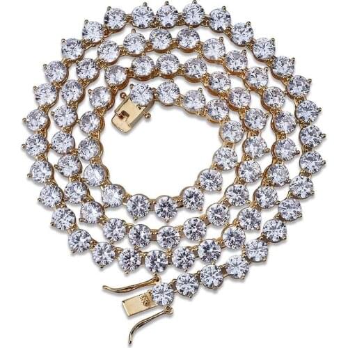 New Micro Inlaid Zircon Necklace Single Row 4mm/6mm Mens Hip Hop 3 Fork Tennis Chain Personality Necklace Gift for Boyfriend