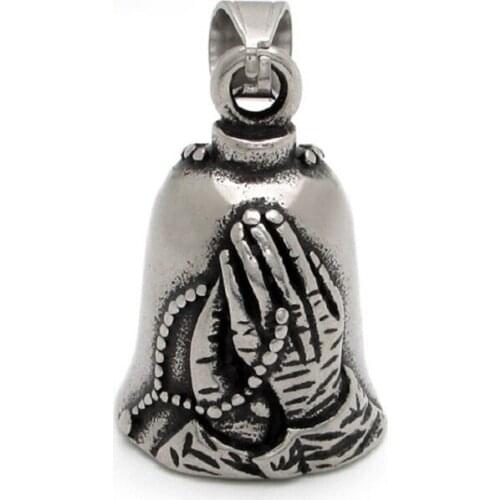 Retro Hand of God Bell Pendant Stainless Steel Cross Pendant Mens and Womens Jewelry Accessories Religious Jewelry