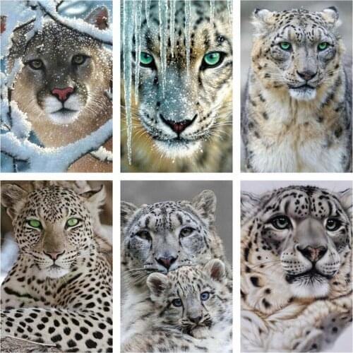 Full diamond 5D DIY diamond painting animal leopard snow multi-combination embroidery handmade home decoration mosaic art