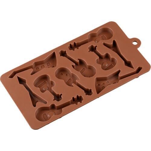 Silicone Mold 10 Even Guitar Shapes 3D Chocolate Mould Ice Cube Tray Mold DIY Baking Molds Pudding Mold Cake Decorating