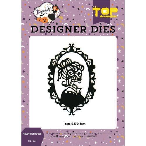 Skeleton Woman Dies Happy Halloween Metal Cutting Dies Scrapbooking frame Craft Die Cut Carbon Steel Create Stamps and Dies
