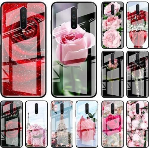 Rose And Peony Glass Case For Xiaomi Redmi Mi Note 9S 8T 9 8 7 8A 9T A3 10 K30 Pro Zoom Tempered Phone Capas