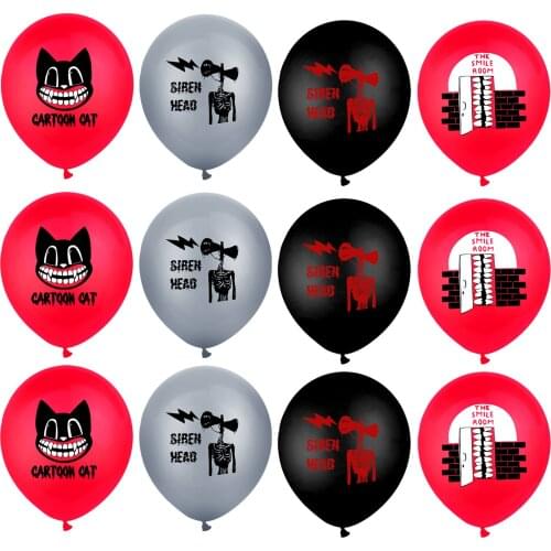 10/12pcs 12inch Siren Head Cartoon Cat Latex Balloons Funny Black Red Scary Sirenhead Ballon Birthday Decoration Halloween Toy