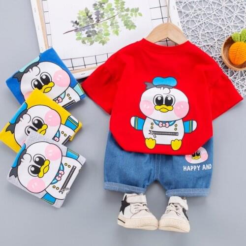 Baby boys/girls clothes sets 2021 summer newborn baby cotton t-shirt+Denim shorts 2pcs tracksuit boys toddler cute suits outfits