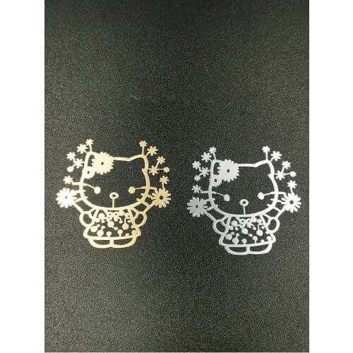2 Pcs General Computer Metal Self Adhesive Kitty Cat Badge Chrome Decal Logo Vinyl Sticker Cell Phone Ipad Car Decal Stickers