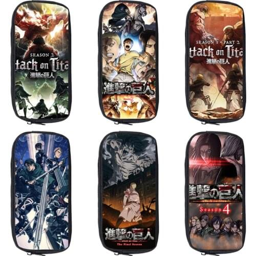 3D Japan Anime Attack on Titan Season4 Pencil Case Makeup Bag Women Cosmetic Bag Zipper Storage School Supplies Kawaii Pen Bag