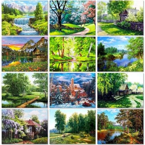 5D Diamond Painting Landscape Rhinestones Pictures Full Drill Diamond Embroidery Nature Mosaic Cross Stitch Kits