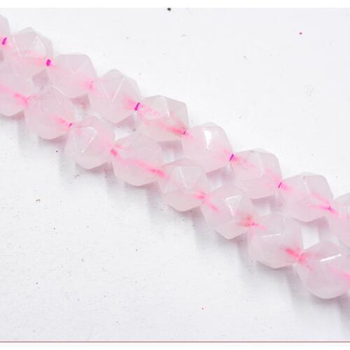 7-8mm Rose Pink Quartz Crystals Stone Beads Multi-faceted Drill for Jewelry Making Charm bracelet DIY Fashion Free Shipping