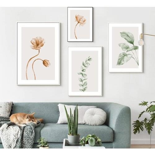 Watercolour Leaves Floral Wall Art Canvas Painting Simple Style Plant Nordic Posters and Prints Decor Picture Modern Home Decor