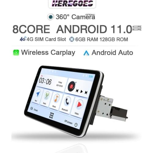 1Din Carplay 6G+128Gb Android 10 Car Multimedia Player Autoradio 10inch Touch Screen 4G LTE Navigation GPS Universal Car Radio