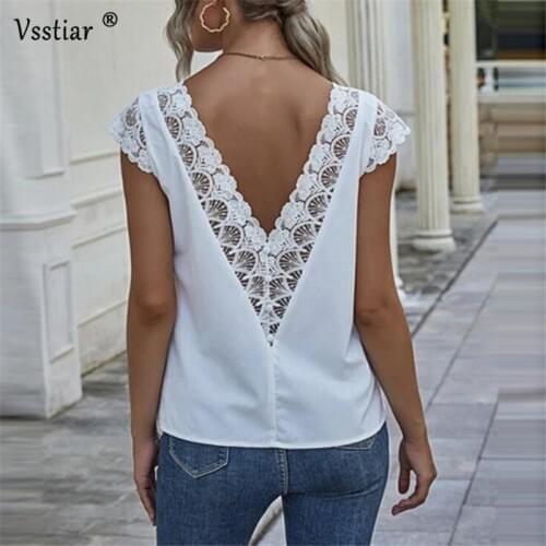 Summer Women Chiffon Blouse Short Sleeve Sexy Lace Shirts 2021 New Arrivals Elegant V Neck Casual Plus Size Female Tops