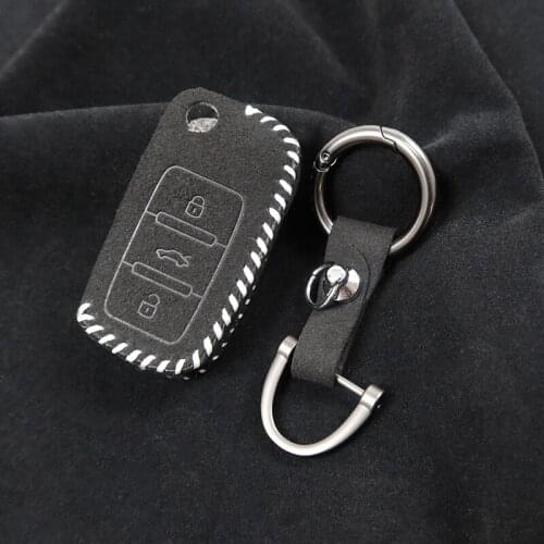 For VW Golf 4 5 6 Bora Jetta POLO MK4 MK5 MK6 Passat B5 B6 Tiguan Suede leather car key Smart Key Case Key Fob Holder Cover Trim