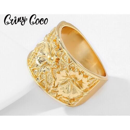 Cring Coco Polynesian Gold flower Ring Plumeria Fashion Hawaiian Diamond Engagement Rings Accesories for Women Jewelry Wedding