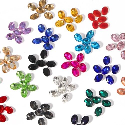 Colorful Oval Shape Pointback Rhinestones Strass Crystal Beads Glue on Garment Crafts Diy Nail Art Decorations Phone Shell Decor