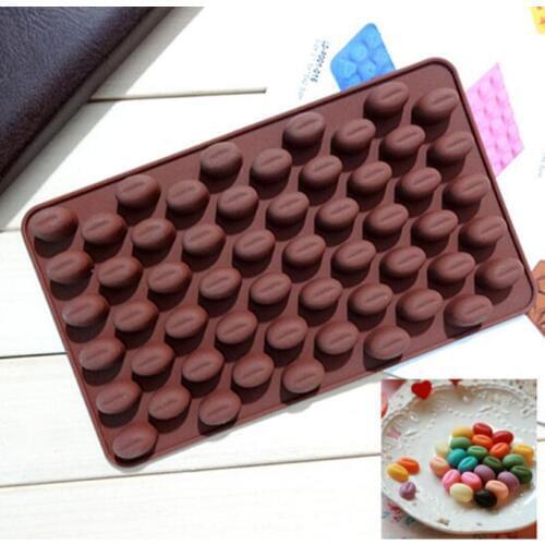 By dhl 500pcs New Arrival High Quality Silicone 55 Cavity Mini Coffee Beans Chocolate Sugar Candy Mold Mould Cake SN1498