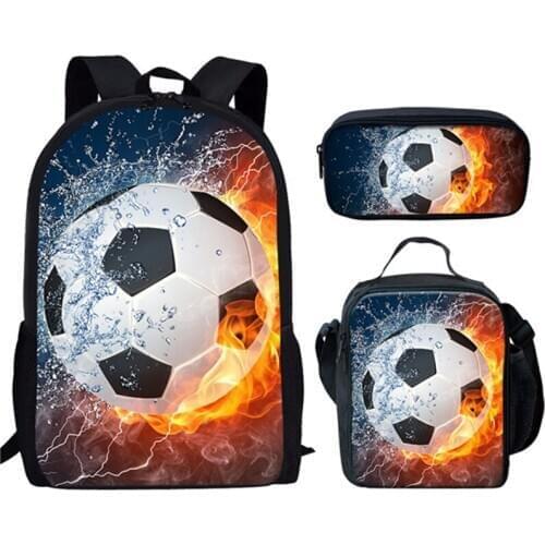 INJERSDESIGNS Teenager Sport Backpack Ice Fire Football Printing School Bags For Boys Girls Children Schoolbag Mochila Escolar
