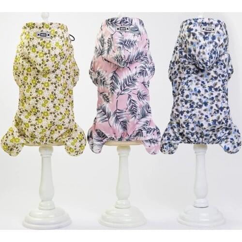 Monkey Printed Dog Raincoat for Small Dogs Waterproof Jumpsuit Pet Clothes Outdoor Clothing Cute Cartoon Dog Cat Hooded Raincoat