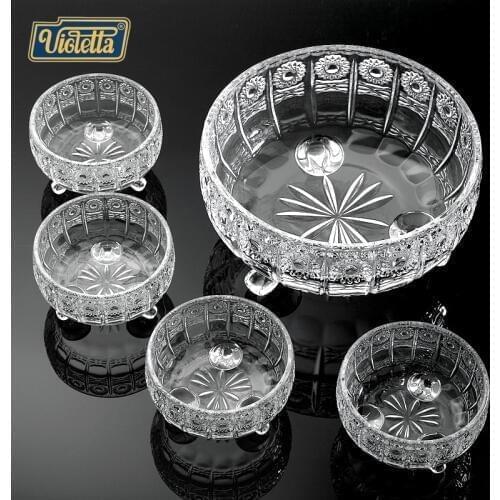 Violet fashion fruit plate set glass crystal bowl European large fruit bowl candy dish room