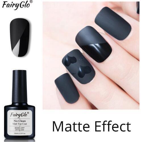 FairyGlo 10ml No Clean Matt Top Coat Gel Polish Soak Off Long Lasting Matte Top Coat Nail Art Lacquer Hybrid Varnishes GelLak
