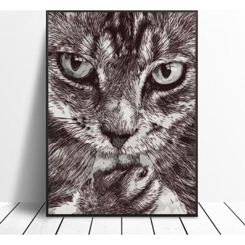 Cat Artwork Art Canvas Poster Home Decoration Painting No Frame